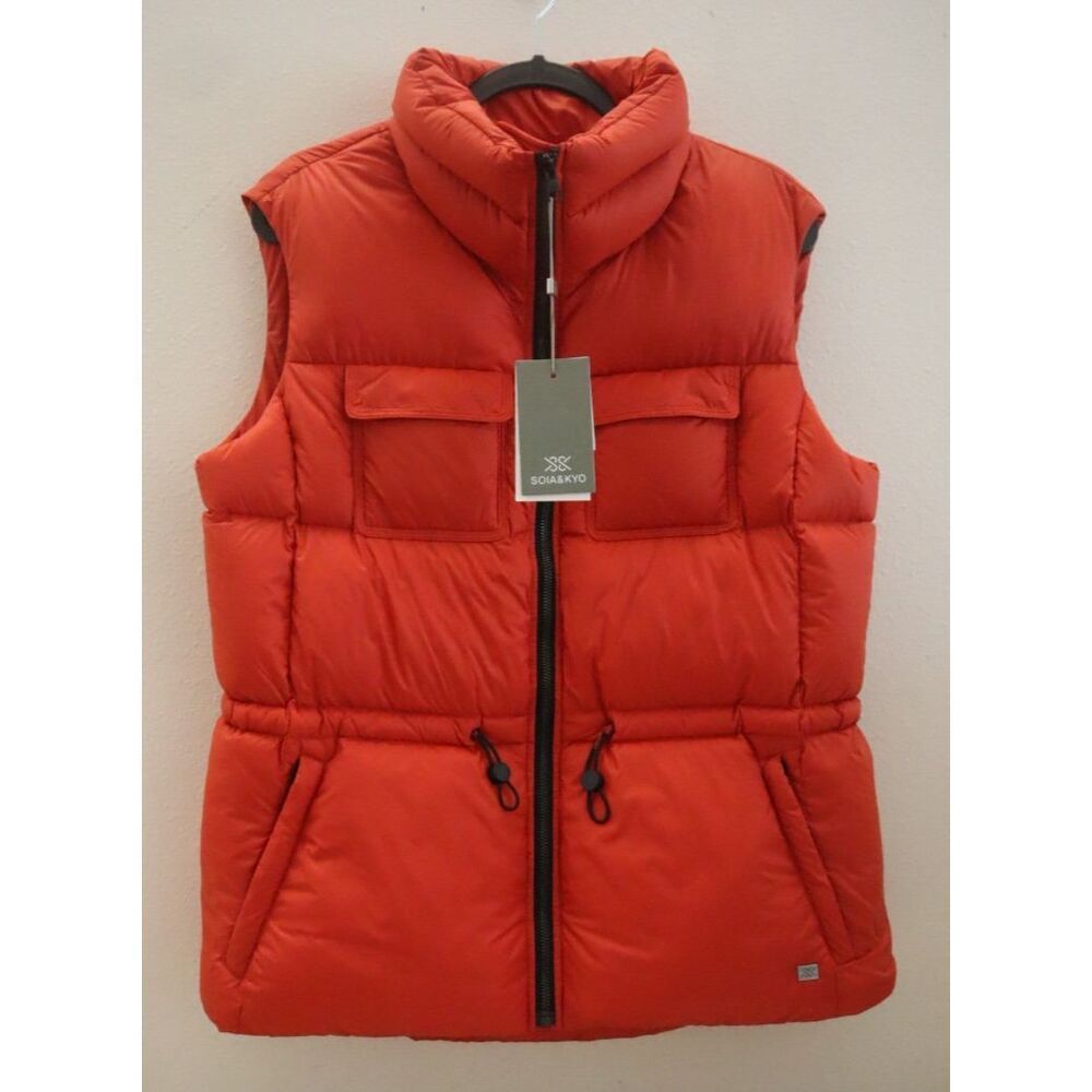 Soia & Kyo Women's Sz M Spice Orange Deanna Down Relaxed Fit Puffer Vest - Picture 1 of 15